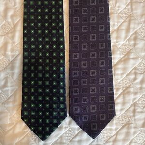 Brooks Brothers Green and Purple Geometric Ties